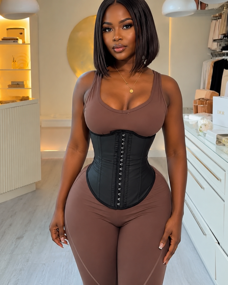 Women Faux Leather Waist Trainer Belt, Adjustable Waist Cincher Tummy Control Slimming Girdle for Hourglass Figure Body Shape